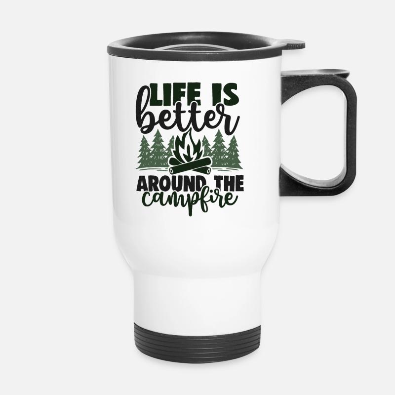 Life is better around the campire - Thermal mug with handle - white
