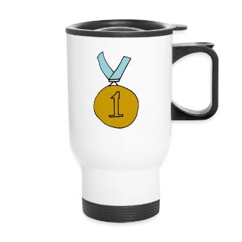 1st place medal award ceremony winner gift - Thermal mug with handle - white - Front