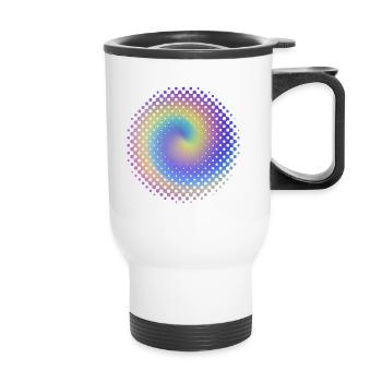 Dot pattern colorful vortices - Thermal mug with handle - white - Front