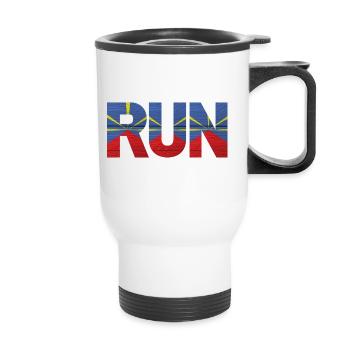 Run île de la Réunion drapeau - Tasse isotherme avec poignée - blanc - Devant