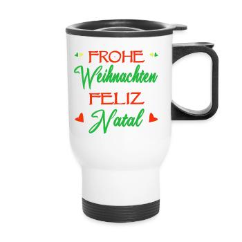 Deutsch-Brasilianer Weihnachten Feliz Natal - Thermobecher mit Tragegriff - Weiß - Vorne