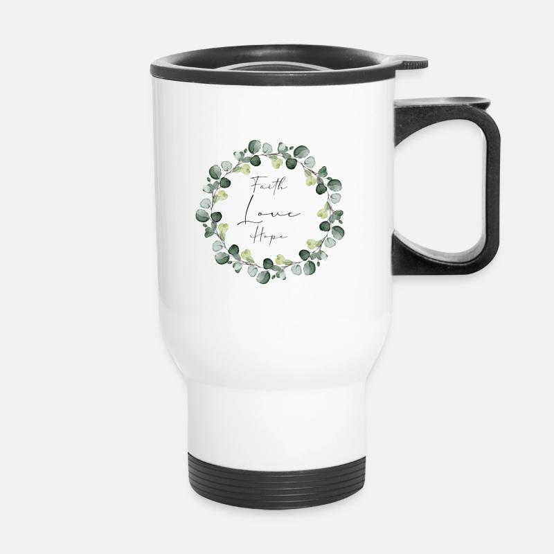 Faith Love Hope Eucalyptus - Thermal mug with handle - white