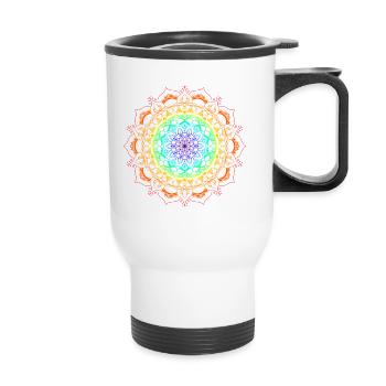 mandala arc en ciel - Tasse isotherme avec poignée - blanc - Devant