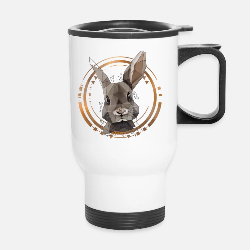 Conception de poly faible lapin cool | Géométrique, triangle - Tasse isotherme avec poignée - blanc