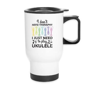 Ukulele retro saying joke ukulele lessons - Thermal mug with handle - white - Front