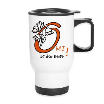 Omi ist die Beste - Thermobecher mit Tragegriff - Weiß - Vorne