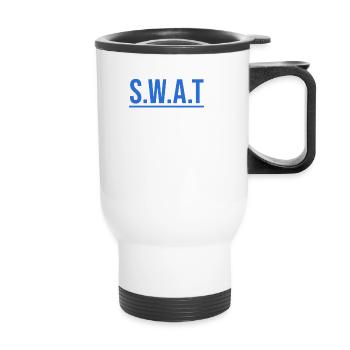 Einfaches Dunkles SWAT shirt Karneval - Thermobecher mit Tragegriff - Weiß - Vorne