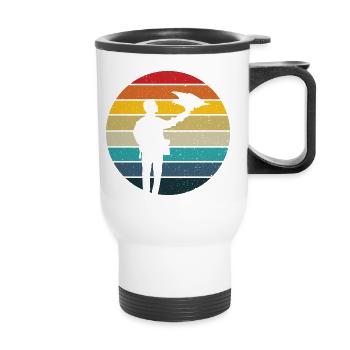 Falconer retro sunset falconry hawking falconer - Thermal mug with handle - white - Front