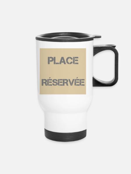Reservierter Sitzplatz Distress Beige - Thermobecher mit Tragegriff - Weiß
