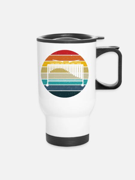 Marimba retro Sonnenuntergang - Marimba Instrument Geschenk - Thermobecher mit Tragegriff - Weiß