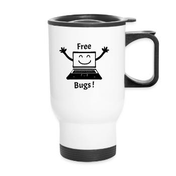 FREE BUGS ! (informatique, câlin, hug, ordinateur) - Tasse isotherme avec poignée - blanc - Devant