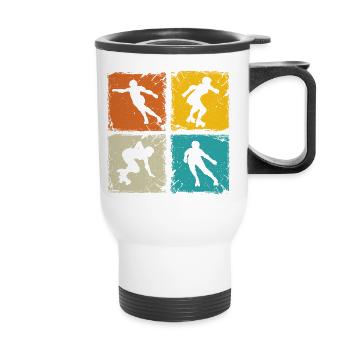 Roller derby retro squares unique roller derby - Thermal mug with handle - white - Front
