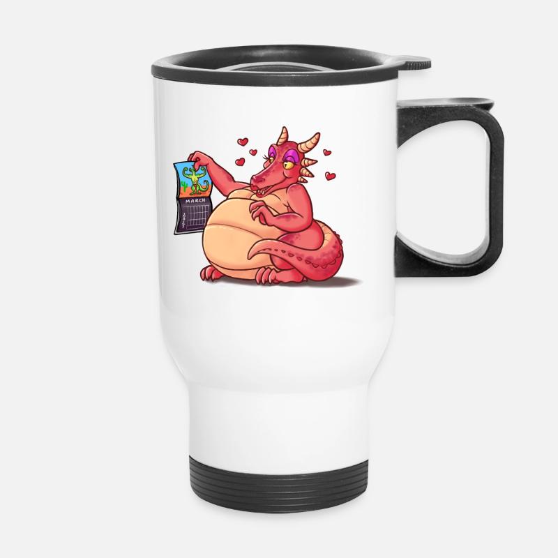 fat lady dragon - Thermal mug with handle - white