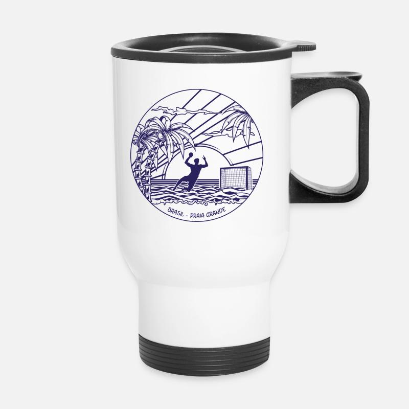 Beach handball -Brasil - Praia Grande - Thermal mug with handle - white