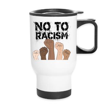 no to racism fists - gegen rassismus - Thermobecher mit Tragegriff - Weiß - Vorne