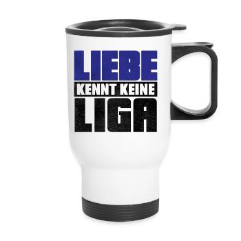 LIEBE KENNT KEINE LIGA | 2.Liga Absteiger Shirt - Thermobecher mit Tragegriff - Weiß - Vorne