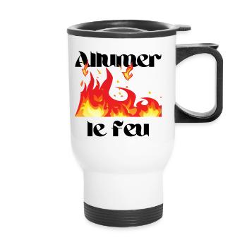 light the fire gift song man woman party - Thermal mug with handle - white - Front