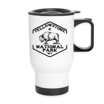 Yellowstone NP bison noir - Tasse isotherme avec poignée - blanc - Devant