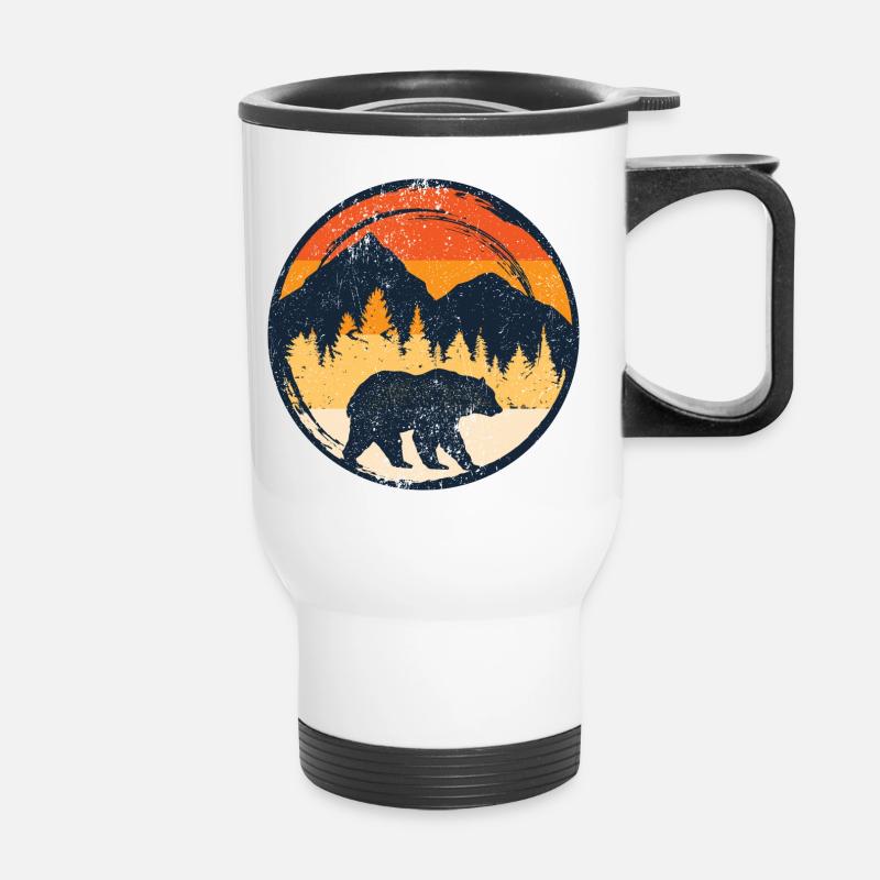 Bär bei Sonnenuntergang im Alpenkreis - Thermobecher mit Tragegriff - Weiß
