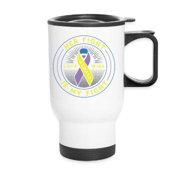 Son combat est ma lutte contre la sensibilisation au cancer de la vessie - Tasse isotherme avec poignée - blanc - Devant