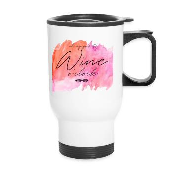 OH MY GOD, ITS WINE O'CLOCK - WATER COLOR - Thermal mug with handle - white - Front