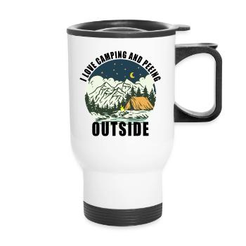 I love peeing outside - Thermobecher mit Tragegriff - Weiß - Vorne