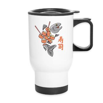 Salmon Sushi - Thermal mug with handle - white - Front