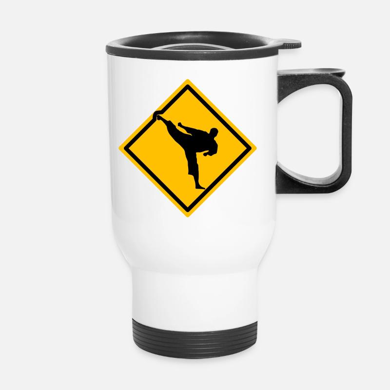 Karate Warning Sign Yokogeri - Thermal mug with handle - white