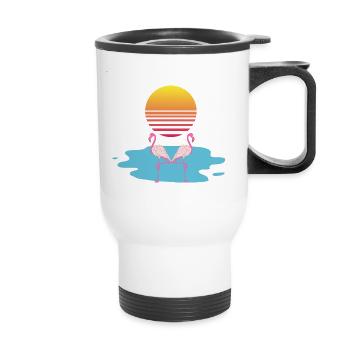FLAMANT ROSE COUCHER SOLEIL - Tasse isotherme avec poignée - blanc - Devant