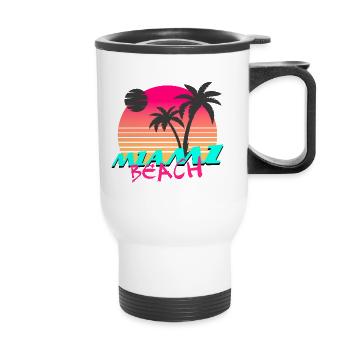 Miami Beach - Thermal mug with handle - white - Front