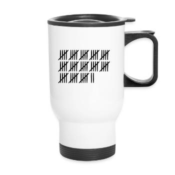 67 anniversaire Liste-barres - 67 ans - Tasse isotherme avec poignée - blanc - Devant