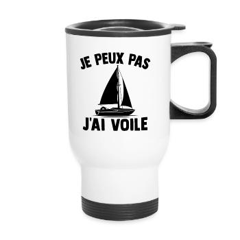 Je peux pas j'ai voile - Tasse isotherme avec poignée - blanc - Devant