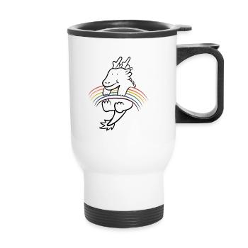 Dragon mignon kawaii arc-en-ciel - Tasse isotherme avec poignée - blanc - Devant