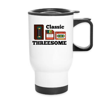 Retro Old School Analog - Thermobecher mit Tragegriff - Weiß - Vorne