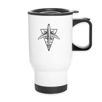 Avion projet dotwork tattoo - Tasse isotherme avec poignée - blanc - Devant