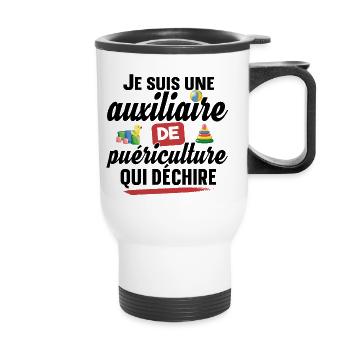 Auxiliaire de puériculture Puéricultrice Métier - Tasse isotherme avec poignée - blanc - Devant