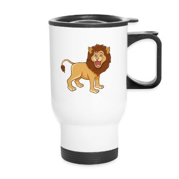 Lion Cartoon Illustration Kawaii pour les enfants - Tasse isotherme avec poignée - blanc - Devant