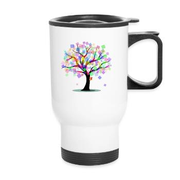 Artful tree in rainbow colors - Thermal mug with handle - white - Front