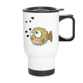 poisson-globe moelleux pas gras poisson tampon fugu - Tasse isotherme avec poignée - blanc - Devant