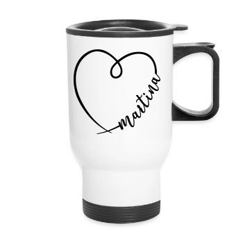 Martina Nom Prénom Dessin du cœur - Tasse isotherme avec poignée - blanc - Devant