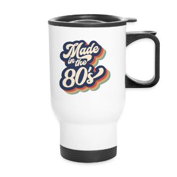 Hergestellt in den 80er Jahren Vintage - Thermobecher mit Tragegriff - Weiß - Vorne