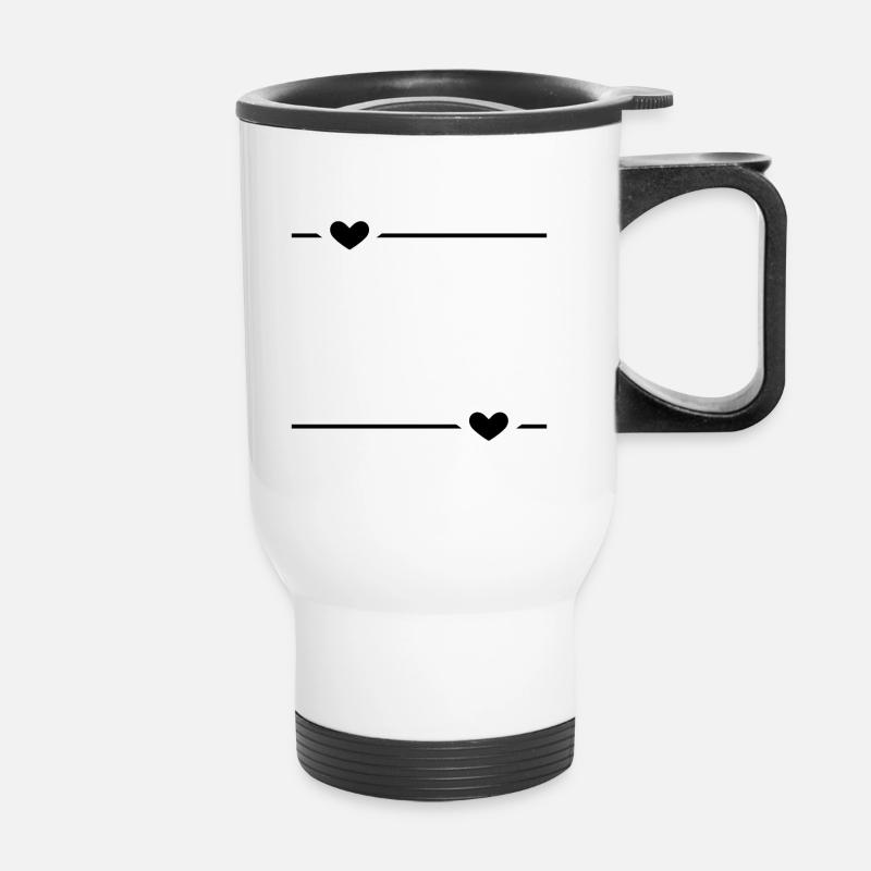 Line Heart Black - Thermal mug with handle - white