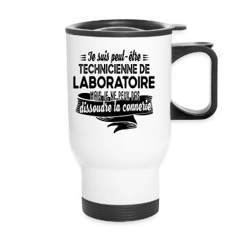 Technicienne laboratoire connerie humour citations - Tasse isotherme avec poignée - blanc - Devant