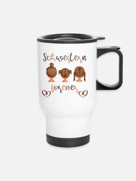 Schwestern forever - Thermobecher mit Tragegriff - Weiß