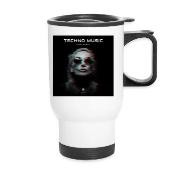 Techno Musik glitch - Thermobecher mit Tragegriff - Weiß - Vorne