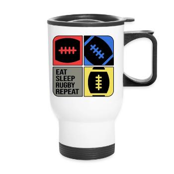 rugby rugbyspieler rugbysaison - Thermobecher mit Tragegriff - Weiß - Vorne