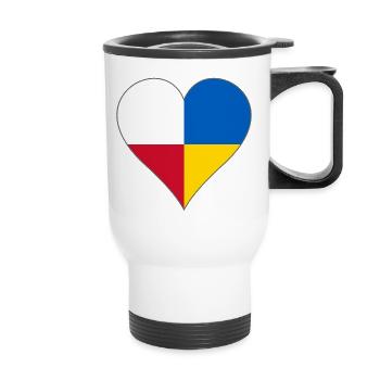 Ukraine Pologne deux drapeaux un cœur - Tasse isotherme avec poignée - blanc - Devant