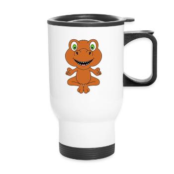YOGA - PILATES - DINO - DINOSAURIER - FUN - Thermobecher mit Tragegriff - Weiß - Vorne