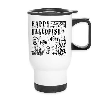 Happy Halloween -Lovely Hallo fish Seaweed - Black - Thermal mug with handle - white - Front