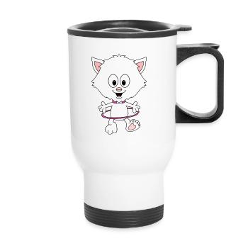 KATZE - CAT - KINDER - BABY - TIER - TIERISCH - Thermobecher mit Tragegriff - Weiß - Vorne